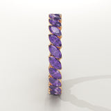 1.2 TCW Marquise Shaped February-Amethyst Birthstone Wedding Band