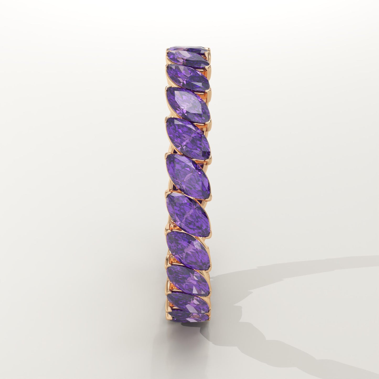 1.2 TCW Marquise Shaped February-Amethyst Birthstone Wedding Band