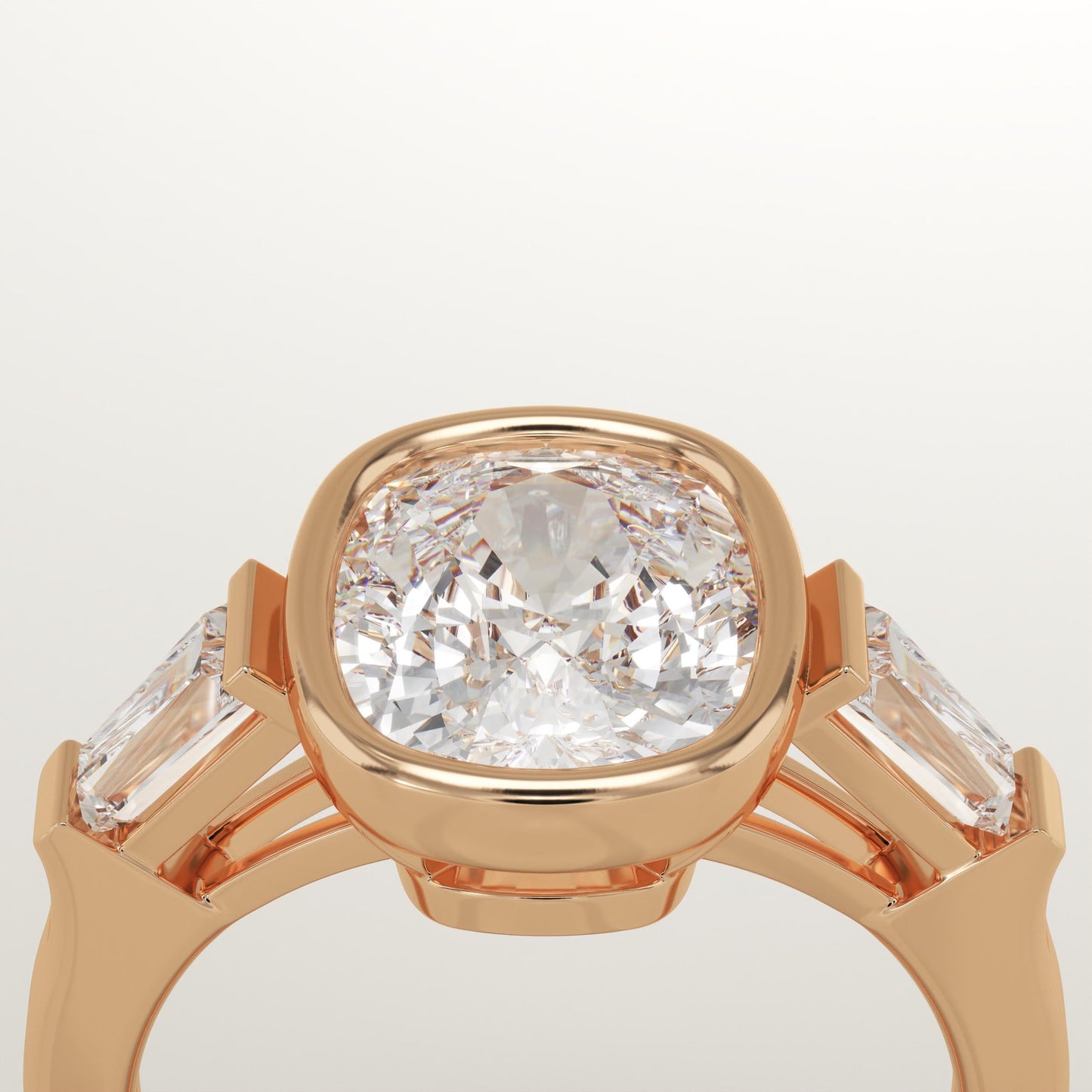 Elongated Cushion Cut Three Stone Lab-Grown Diamond Engagement Ring