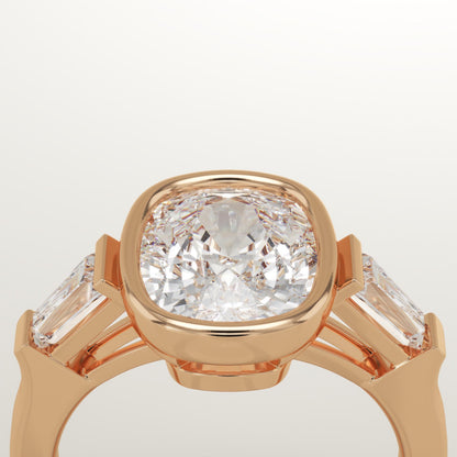 Elongated Cushion Cut Three Stone Lab-Grown Diamond Engagement Ring