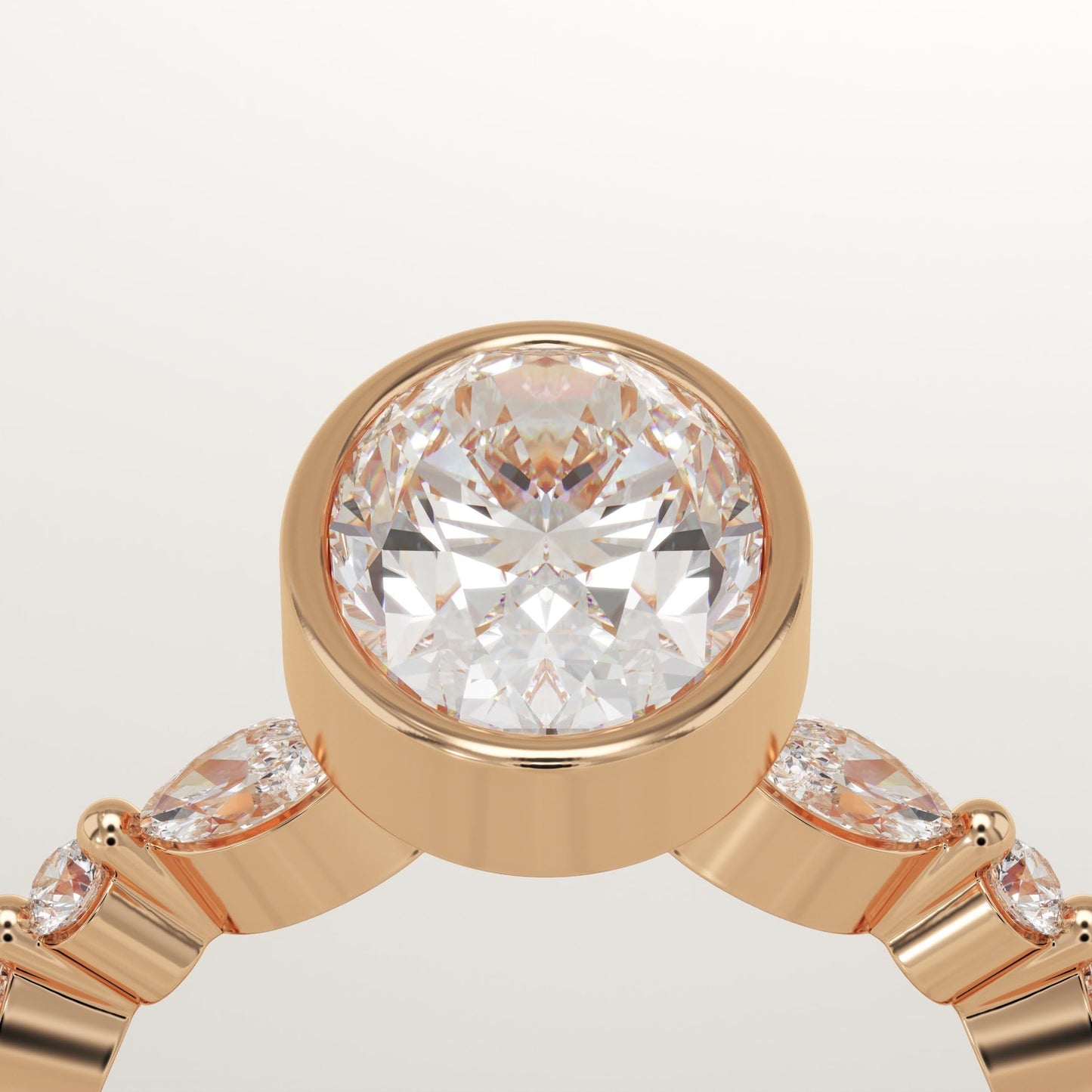 Oval Cut Bezel & Pave Lab-Grown Diamond Engagement Ring
