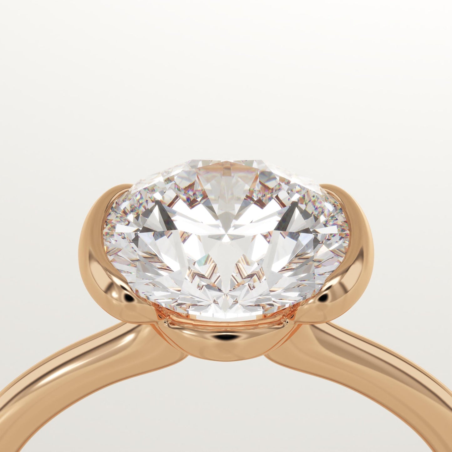 2 CT Round Cut Half Bezel Moissanite Engagement Ring