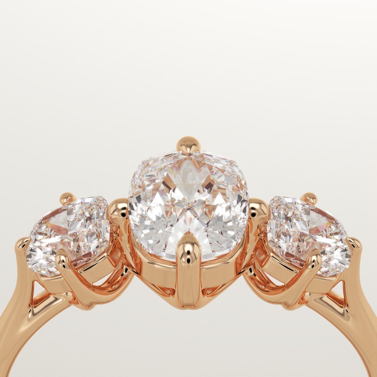 Elongated Cushion Cut Three Stone Lab-Grown Diamond Engagement Ring
