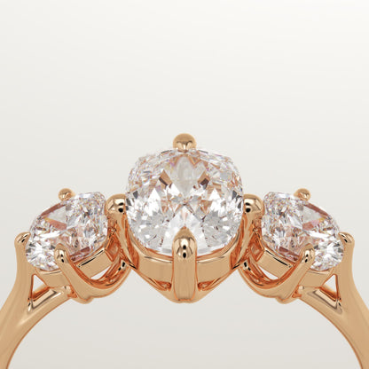 Elongated Cushion Cut Three Stone Lab-Grown Diamond Engagement Ring