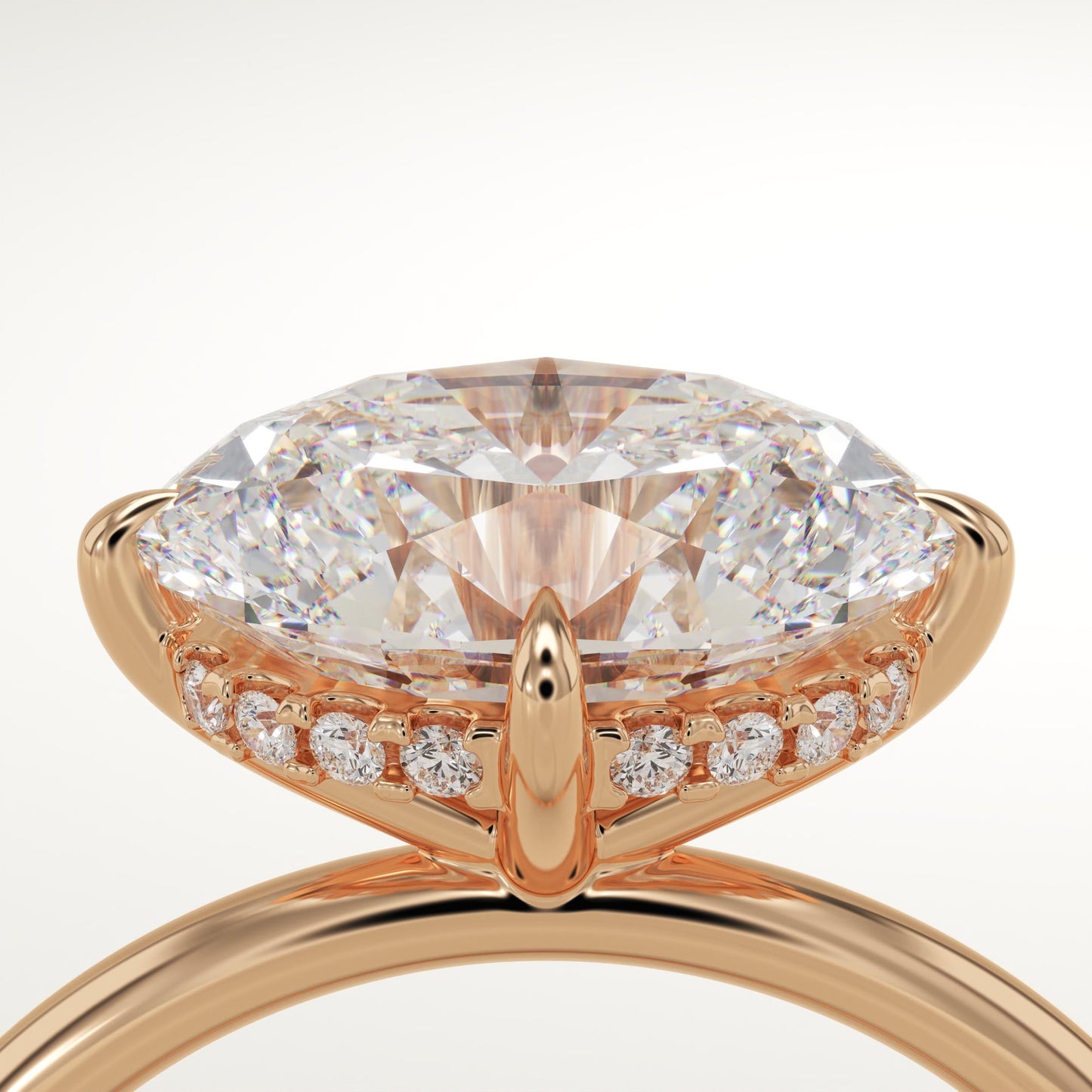 East West Oval Cut Hidden Halo Lab-Grown Diamond Engagement Ring