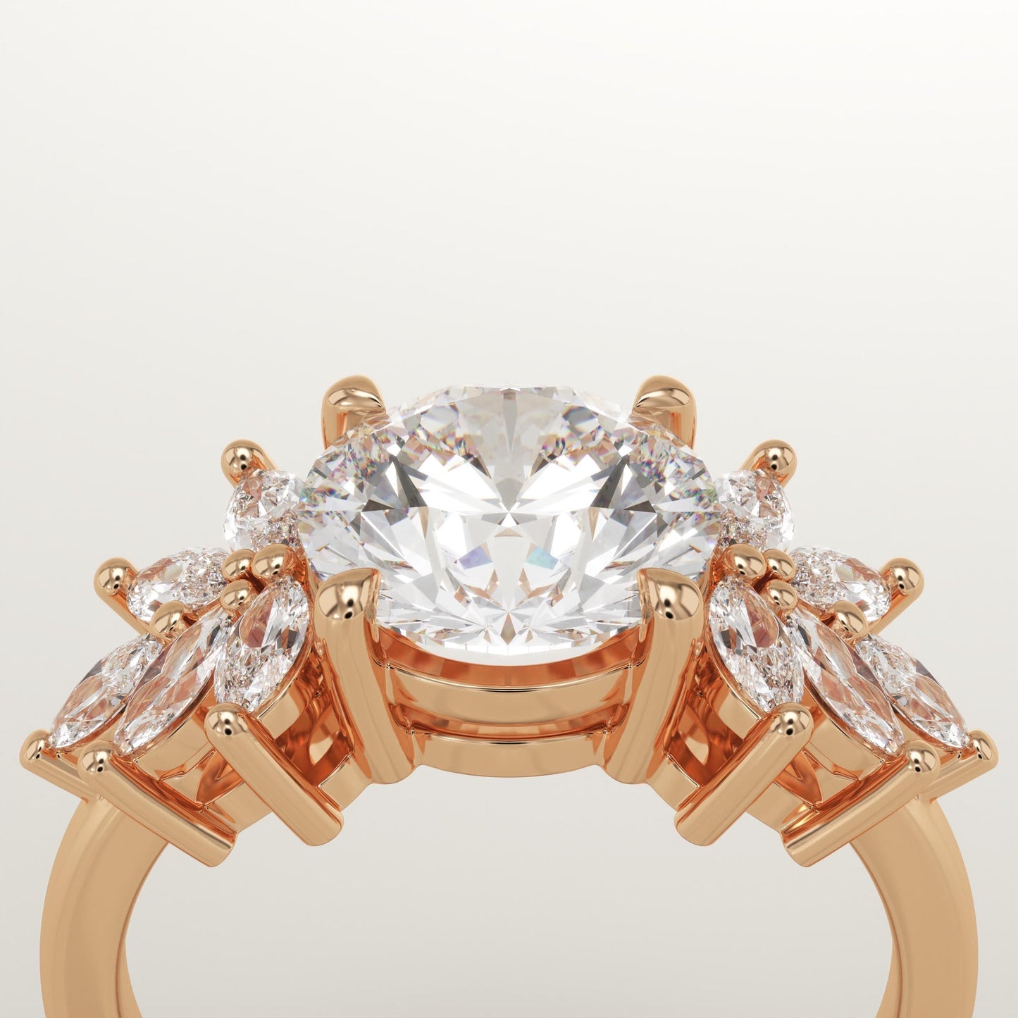 Round Cut Cluster Lab-Grown Diamond Engagement Ring