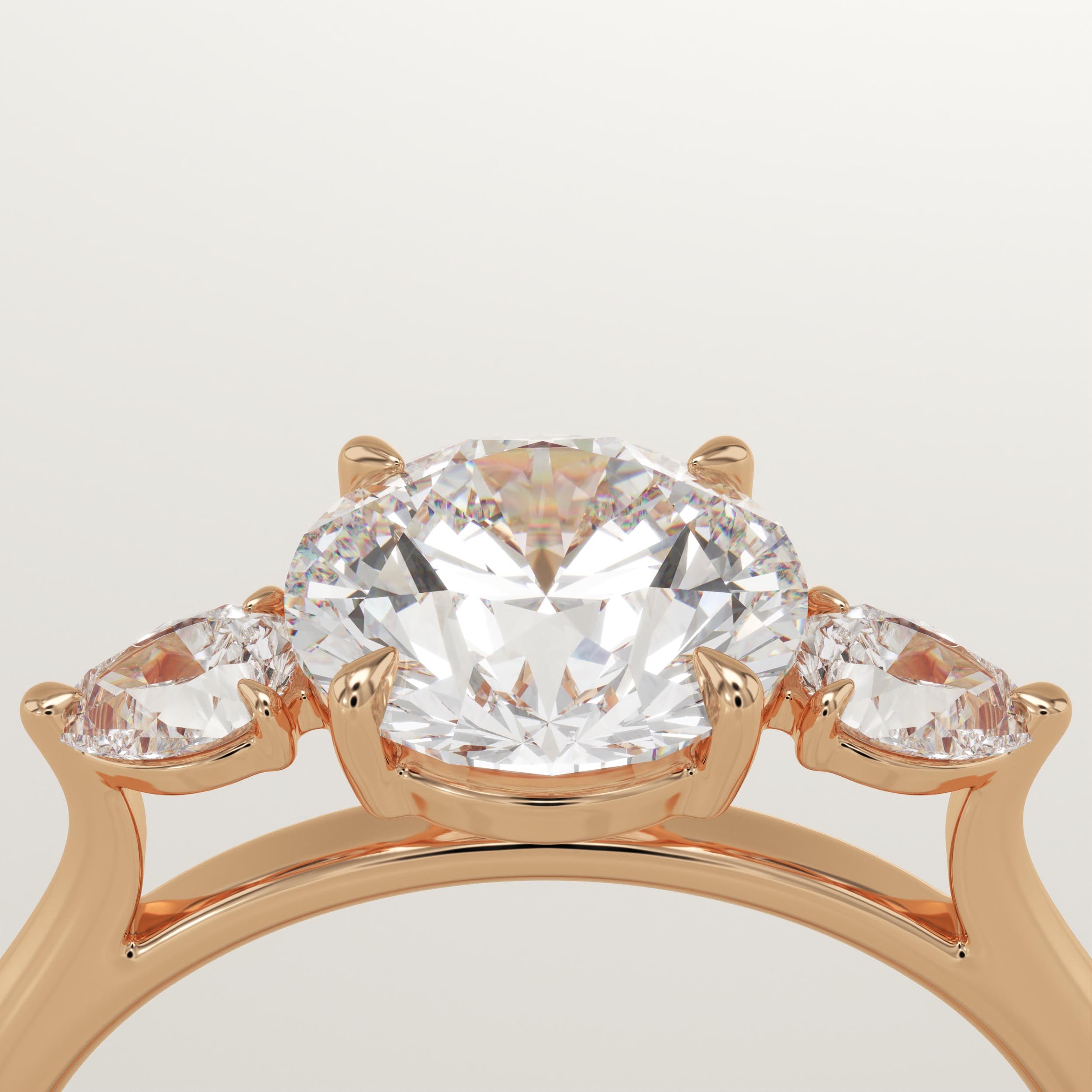 1.5 CT Round Cut Three Stone Lab-Grown Diamond Engagement Ring