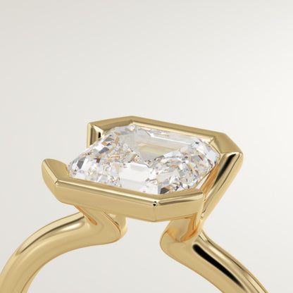 Asscher Cut Half Bezel Lab-Grown Diamond Engagement Ring
