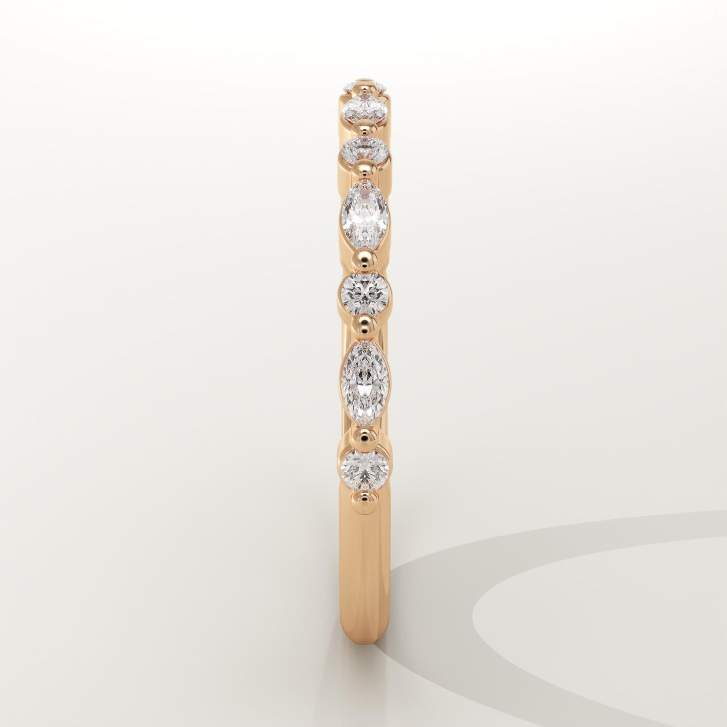 0.32 TCW Round & Marquise Lab-Grown Diamond Half Eternity Wedding Band