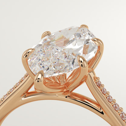1.75 CT Marquise Cut Pave Cathedral Moissanite Engagement Ring