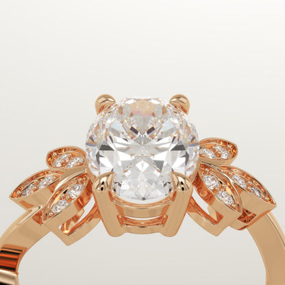 Oval Cut Nature Inspired Lab-Grown Diamond Engagement Ring