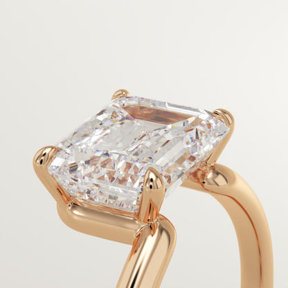 2 CT East West Emerald Cut Solitaire Moissanite Engagement Ring