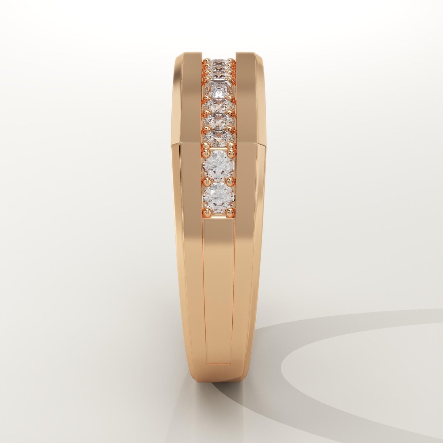 0.28 CT Round & Emerald Lab-Grown Diamond Flush Setting Wedding Band For Men