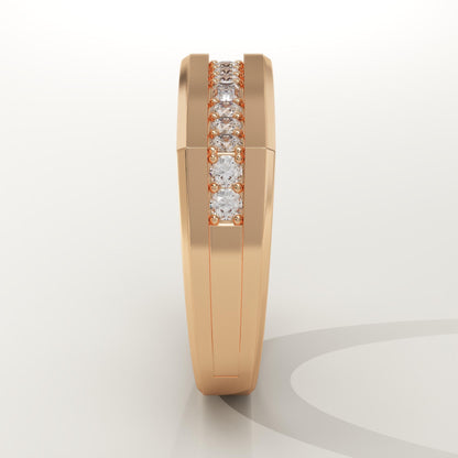0.28 CT Round & Emerald Lab-Grown Diamond Flush Setting Wedding Band For Men