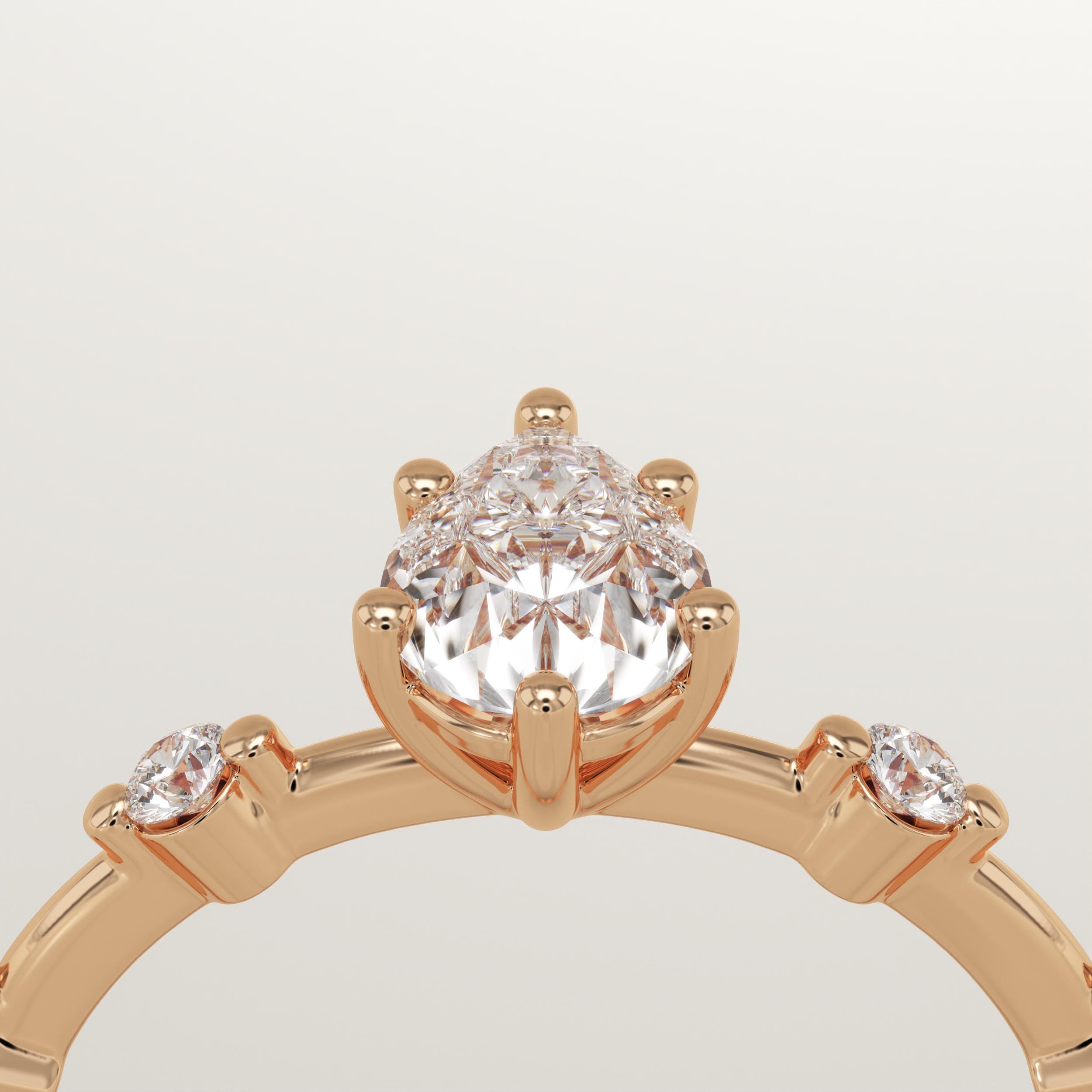 2.0 CT Pear Cut Dainty Pave Lab-Grown Diamond Engagement Ring