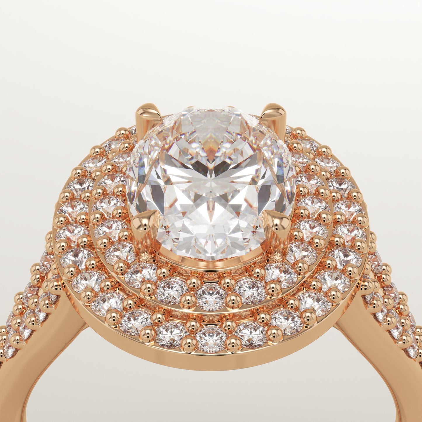 Oval Cut Double Halo & Pave Lab-Grown Diamond Engagement Ring