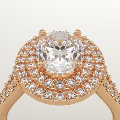 Oval Cut Double Halo & Pave Lab-Grown Diamond Engagement Ring