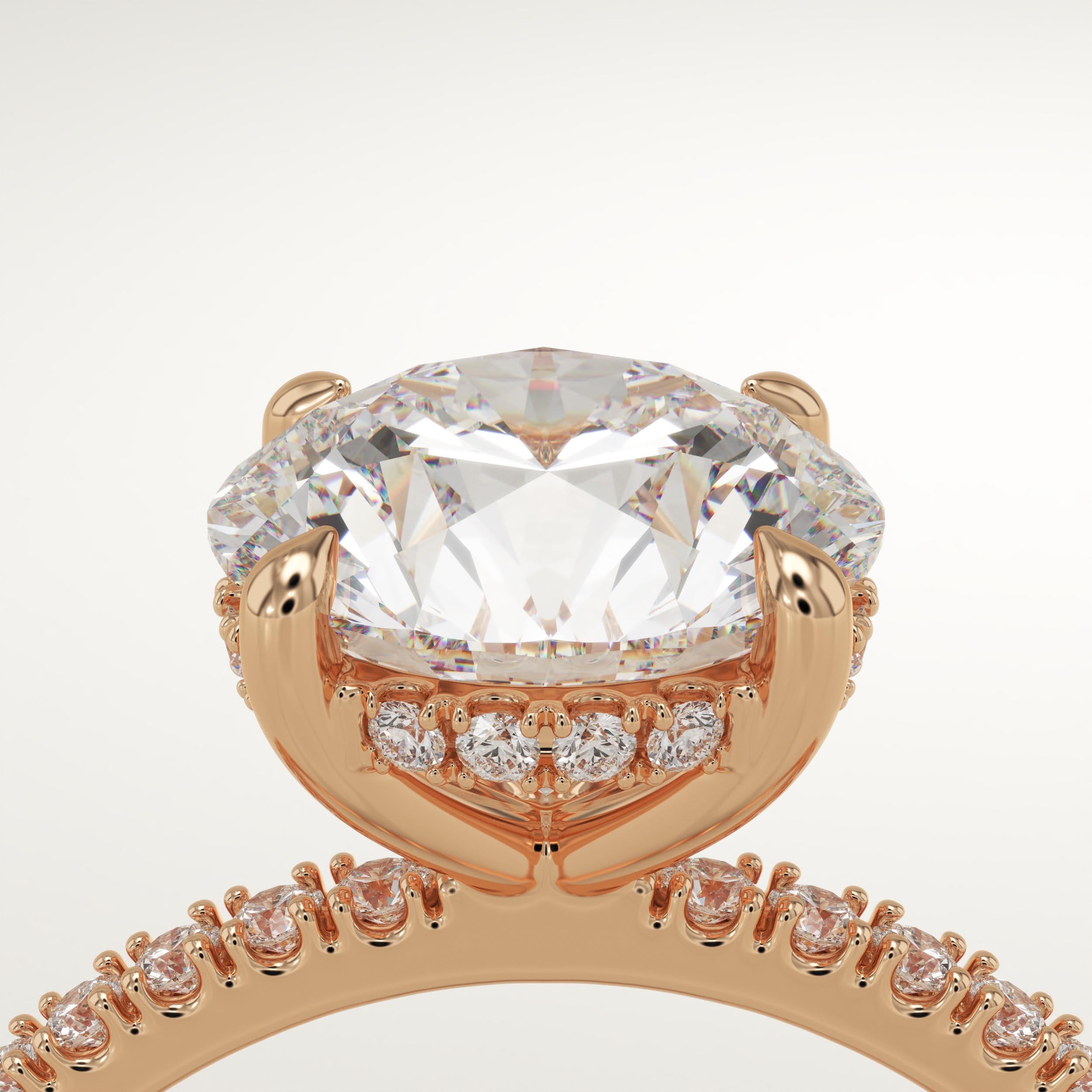 2.0 CT Round Cut Pave Lab-Grown Diamond Engagement Ring