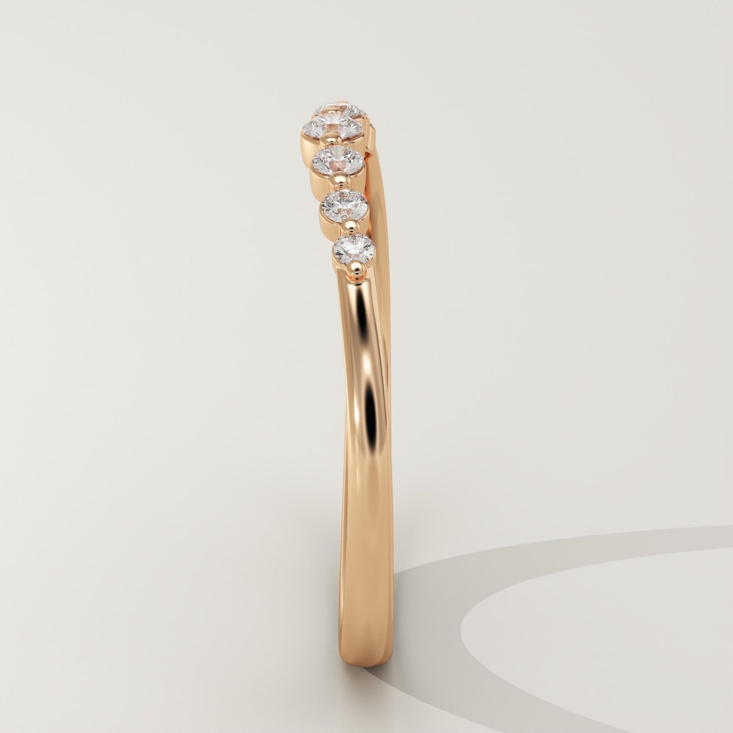 0.108 TCW Round Lab-Grown Diamond Curved Wedding Band
