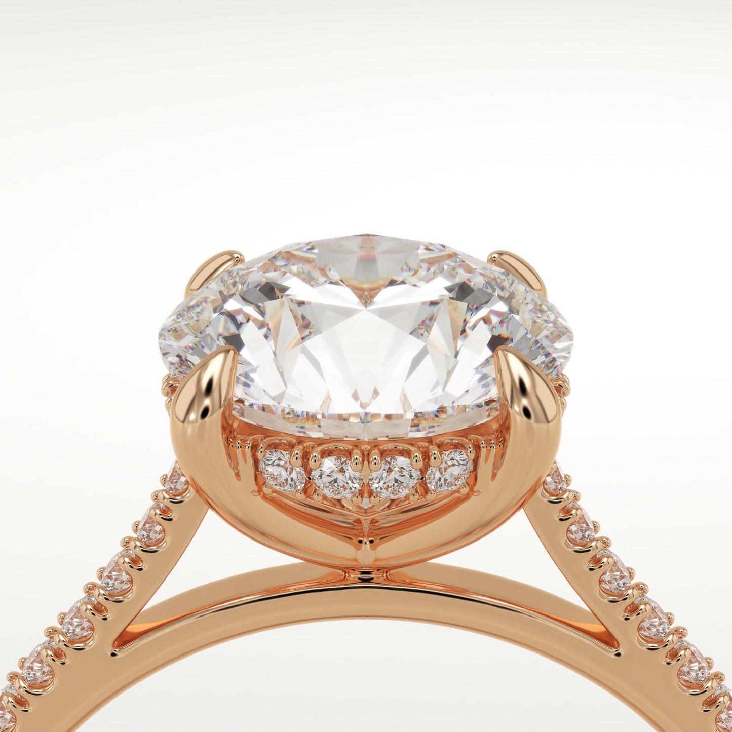 2 CT Round Cut Pave Moissanite Engagement Ring