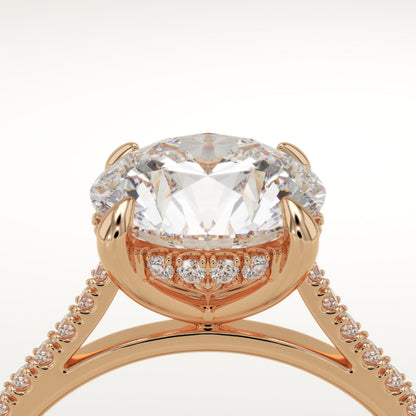 2 CT Round Cut Pave Moissanite Engagement Ring