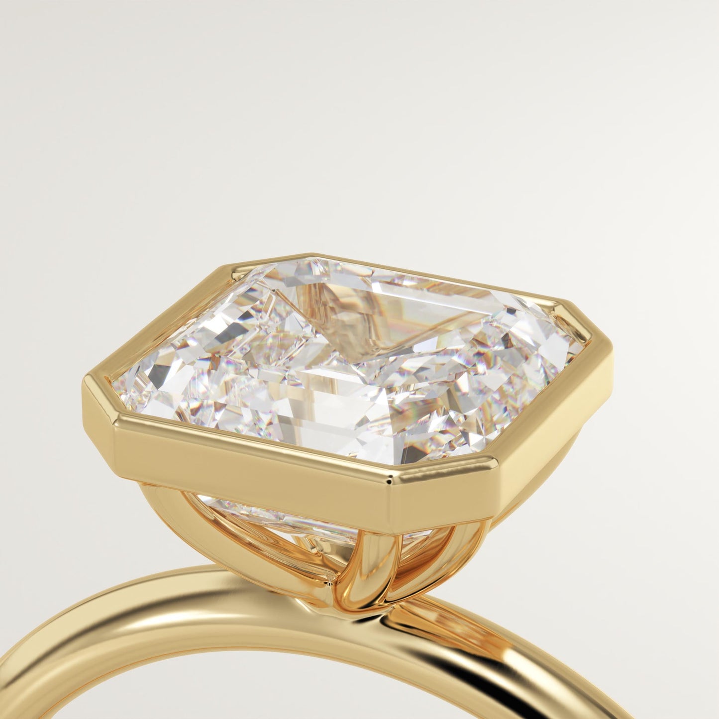 Asscher Cut Bezel Lab-Grown Diamond Engagement Ring