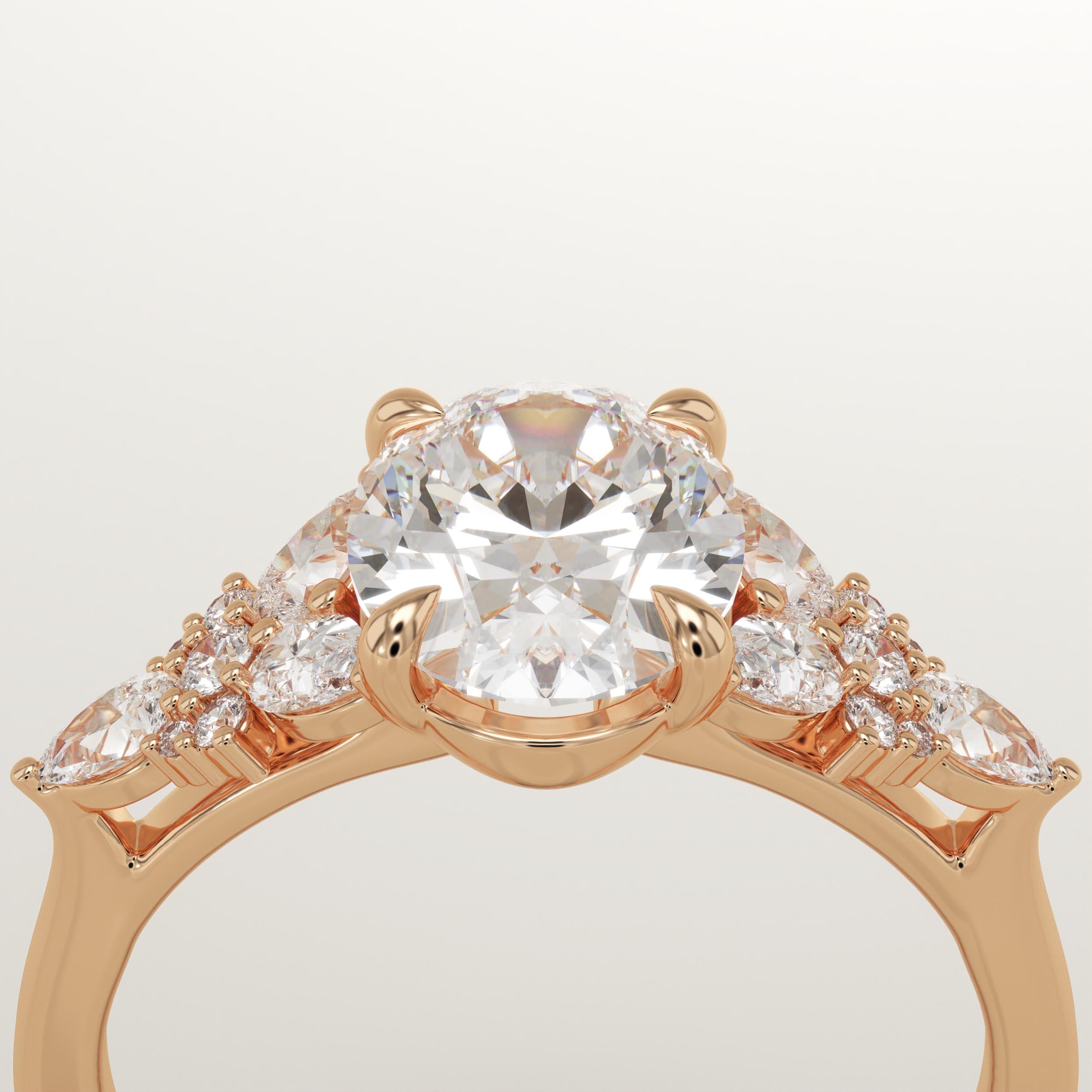 2.0 CT Oval Cut Cluster Lab-Grown Diamond Engagement Ring