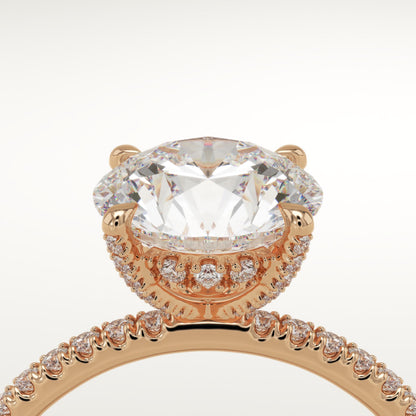 Round Cut Hidden Halo & Pave Lab-Grown Diamond Engagement Ring