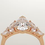 2.0 CT Pear Cut Cluster Lab-Grown Diamond Engagement Ring