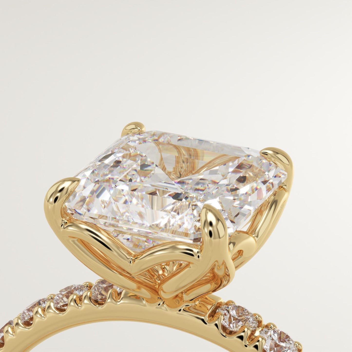 Asscher Cut Pave Lab-Grown Diamond Engagement Ring