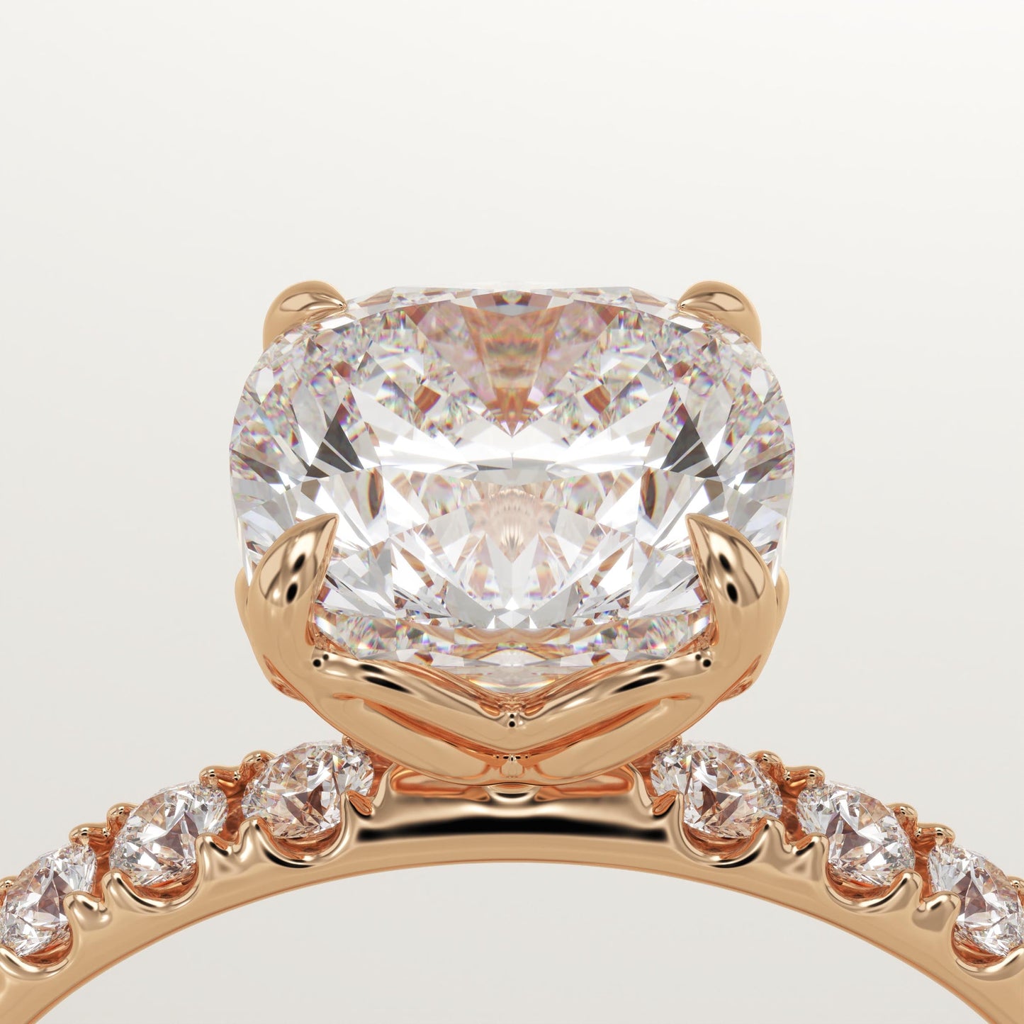 Cushion Cut Pave Lab-Grown Diamond Engagement Ring