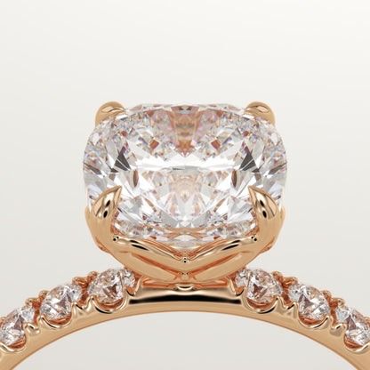 Cushion Cut Pave Lab-Grown Diamond Engagement Ring