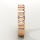 0.44 TCW Baguette Cut Lab-Grown Diamond Half Eternity Bezel Wedding Band