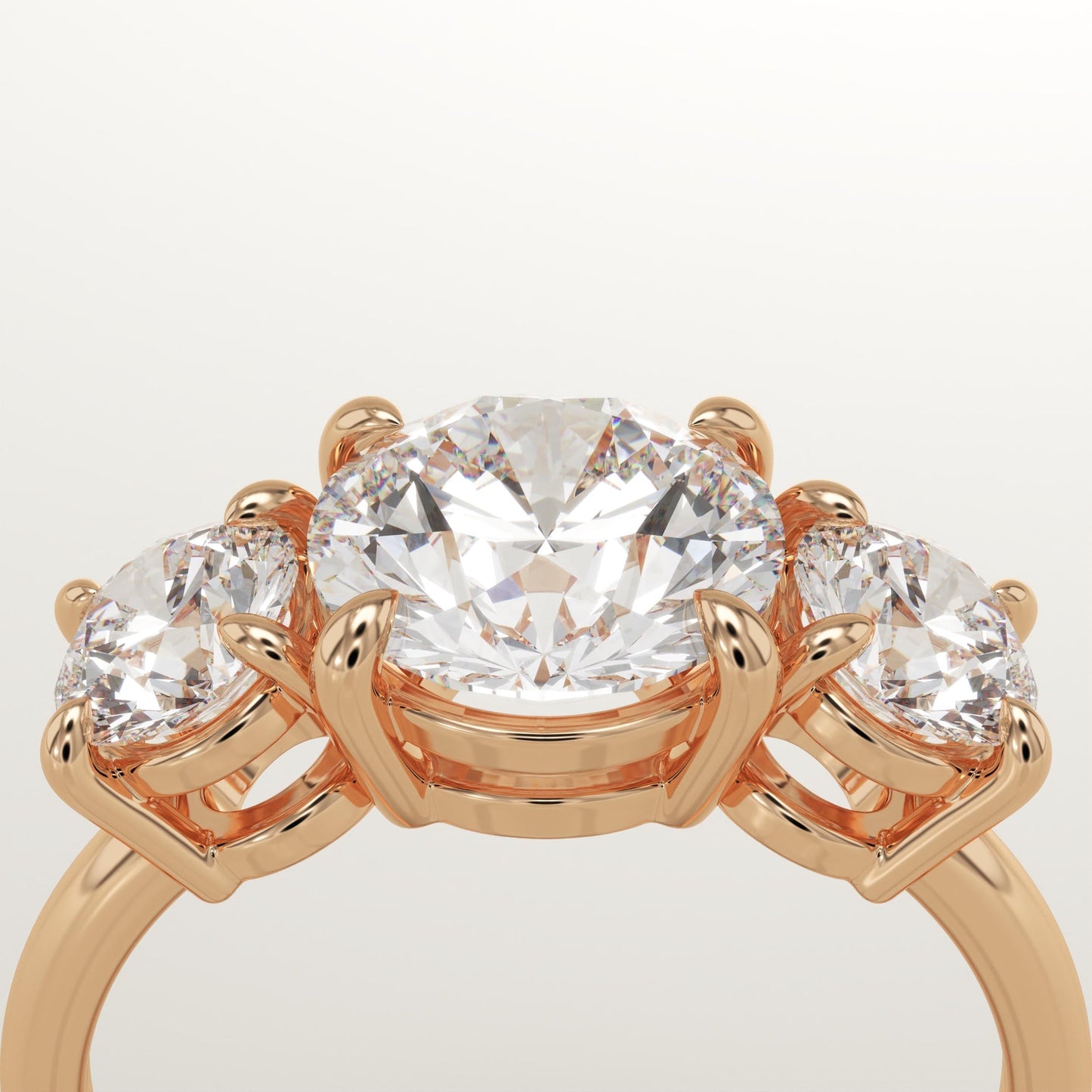 2 CT Round Cut Three Stone Moissanite Engagement Ring