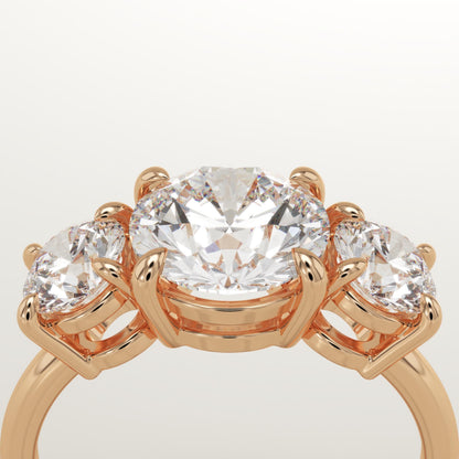 2 CT Round Cut Three Stone Moissanite Engagement Ring