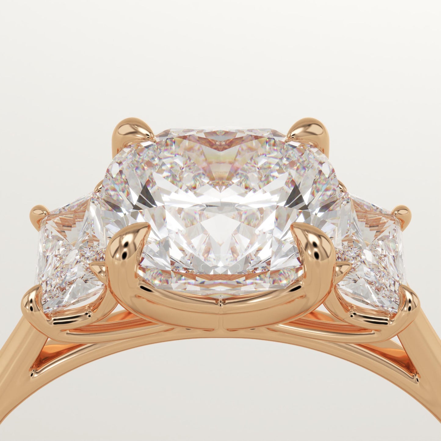 Cushion Cut Three Stone Lab-Grown Diamond Engagement Ring