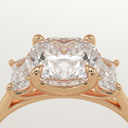 Cushion Cut Three Stone Lab-Grown Diamond Engagement Ring
