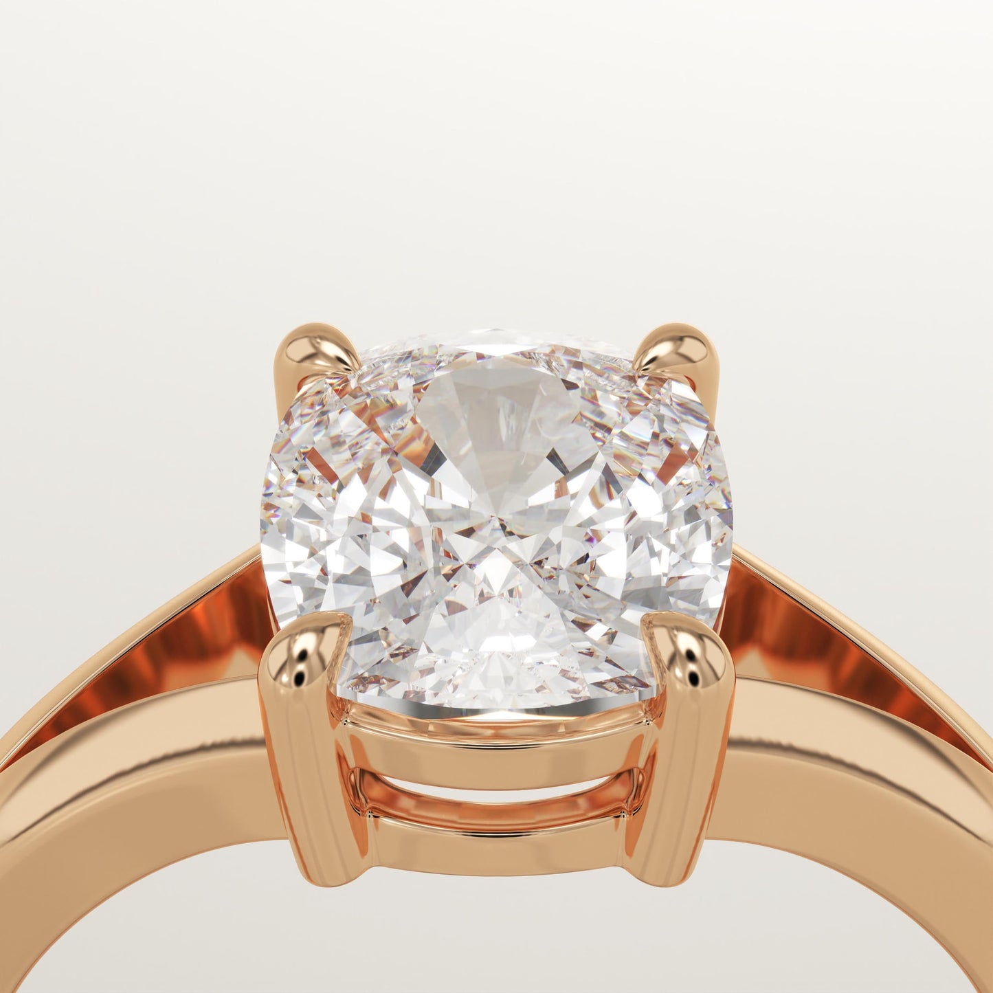 Elongated Cushion Cut Solitaire Split Shank Lab-Grown Diamond Engagement Ring