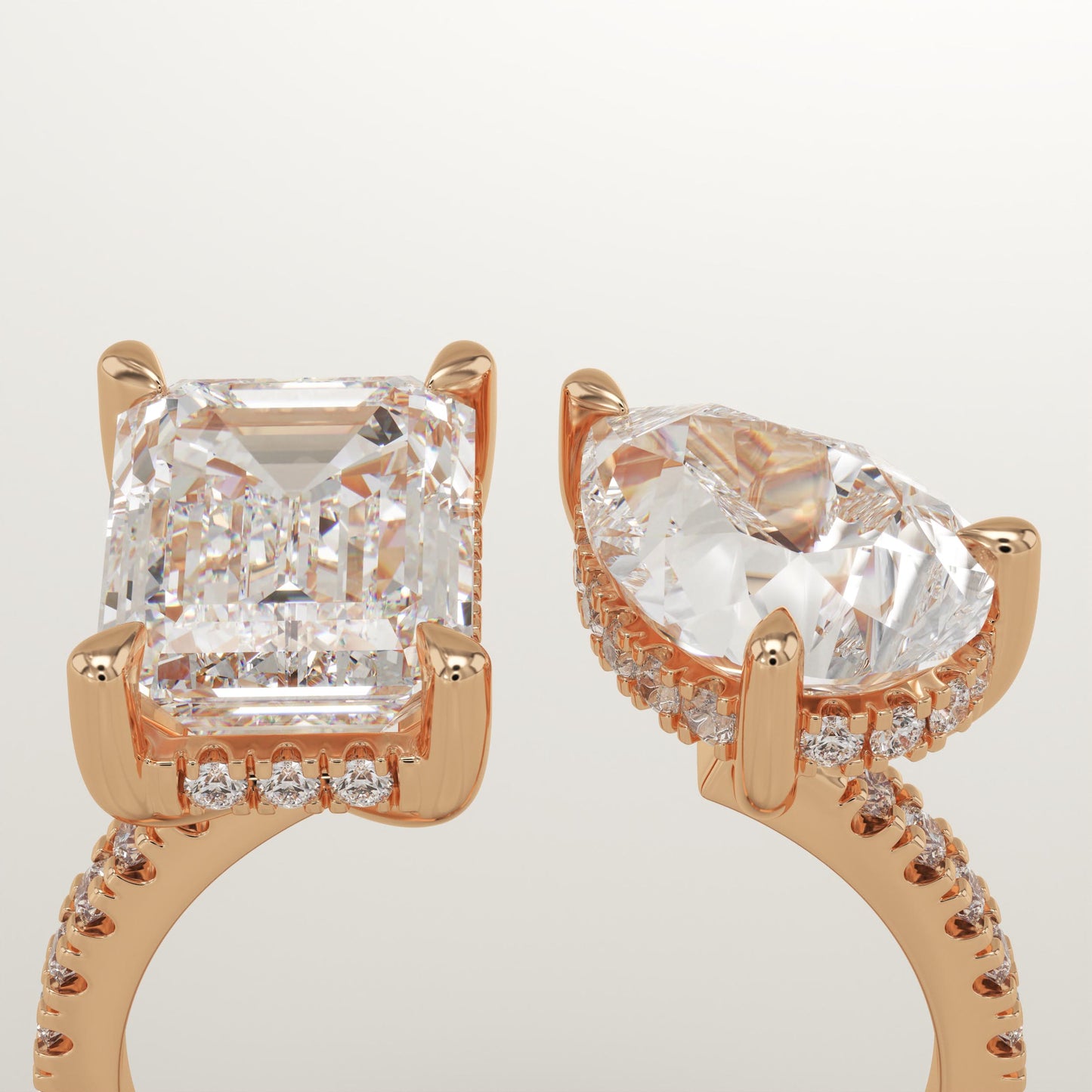 5 TCW Emerald & Pear Cut Toi Et Moi Lab-Grown Diamond Engagement Ring