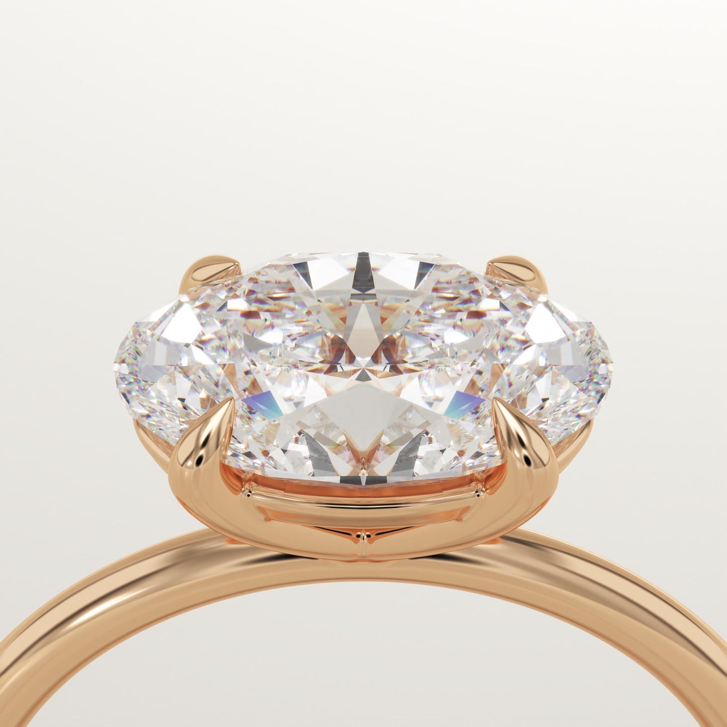 East West Oval Cut Solitaire Lab-Grown Diamond Engagement Ring