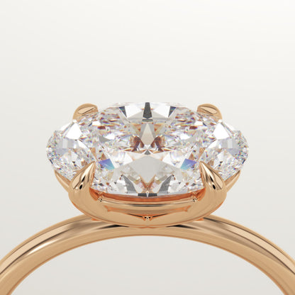 East West Oval Cut Solitaire Lab-Grown Diamond Engagement Ring