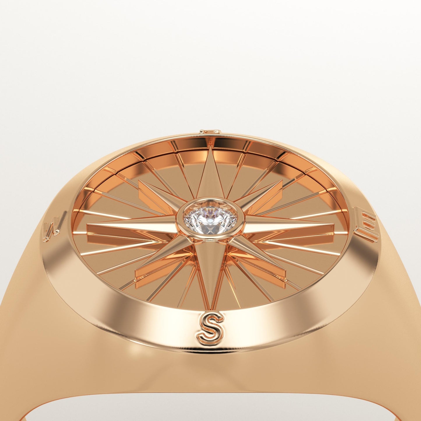 0.04 CT Round Lab-Grown Diamond Compass Wedding Band For Men