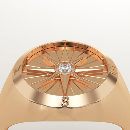 0.04 CT Round Lab-Grown Diamond Compass Wedding Band For Men