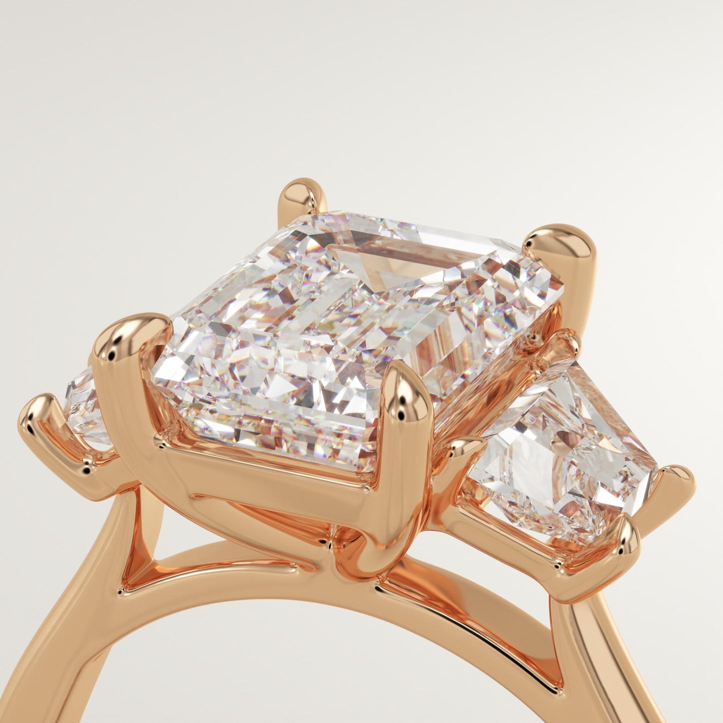 Emerald Cut Three Stone Lab-Grown Diamond Engagement Ring