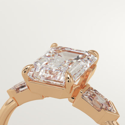 Emerald Cut Three Stone Lab-Grown Diamond Engagement Ring