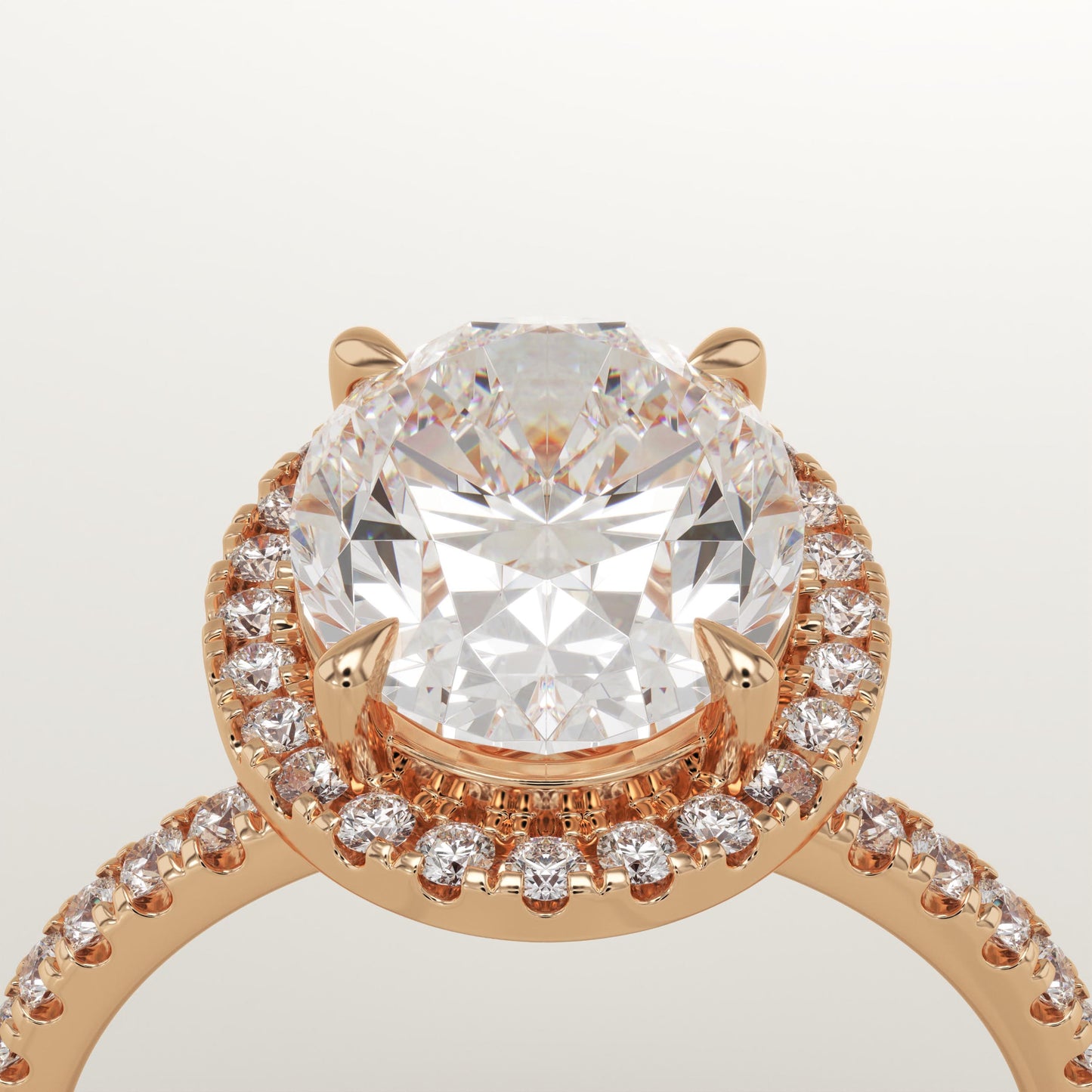 3.8 CT Oval Cut Moissanite Halo & Pave Engagement Ring (US Size 8.5 Ready To Ship)