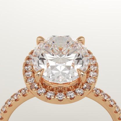 3.8 CT Oval Cut Moissanite Halo & Pave Engagement Ring (US Size 8.5 Ready To Ship)