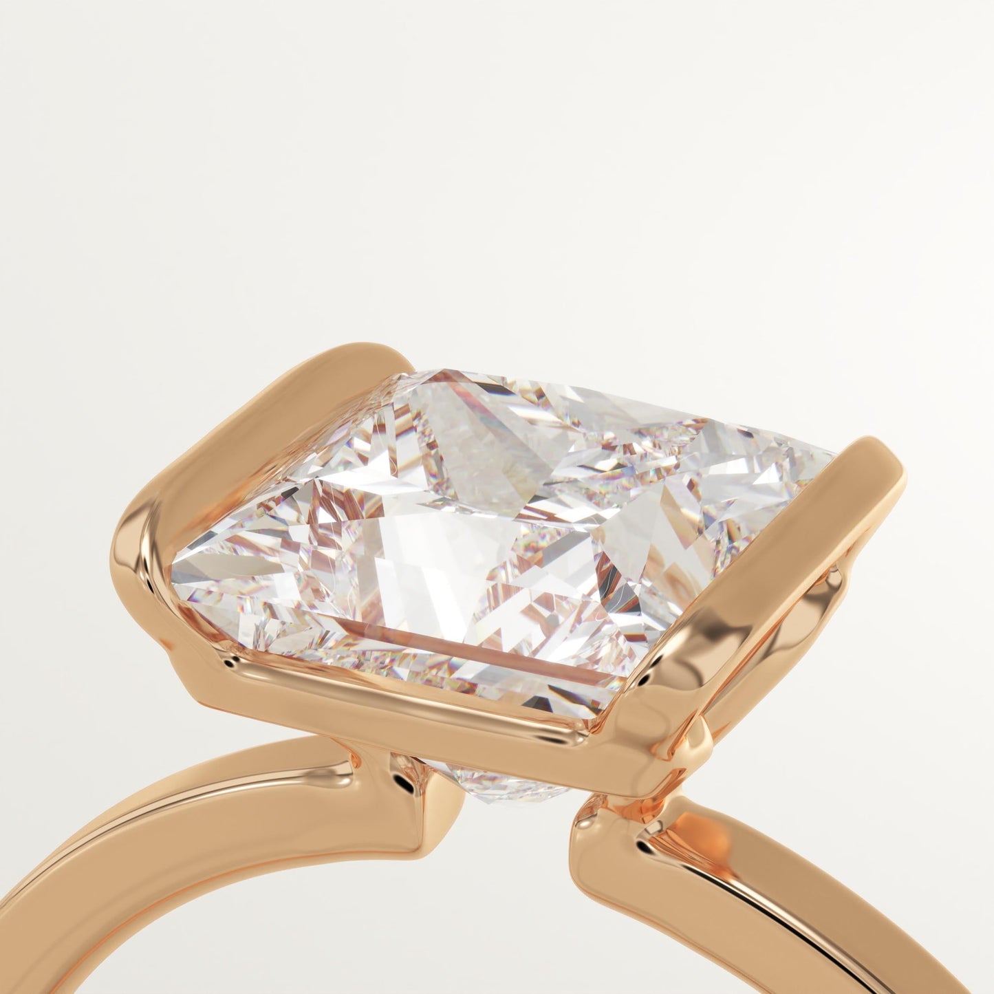 Princess Cut Half Bezel Lab-Grown Diamond Engagement Ring