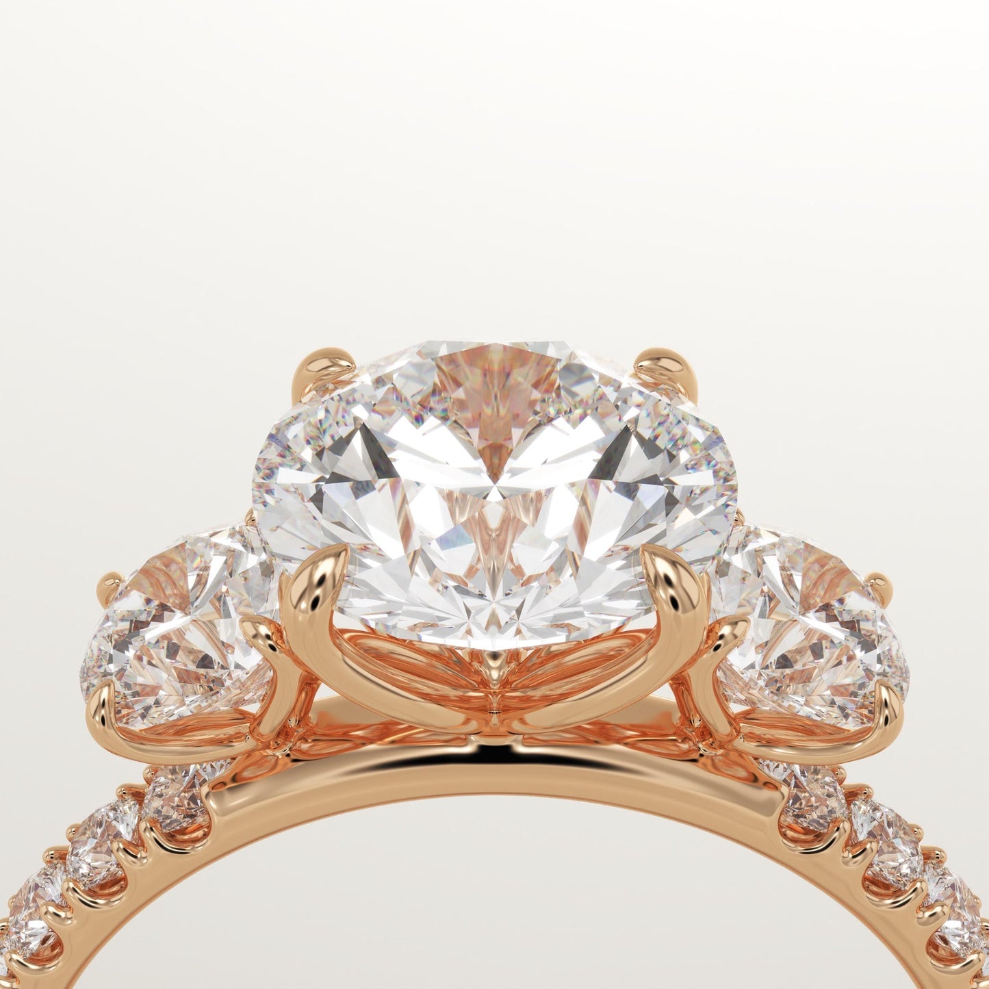2 CT Round Cut Three Stone Moissanite Engagement Ring