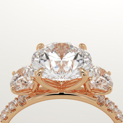 2 CT Round Cut Three Stone Moissanite Engagement Ring